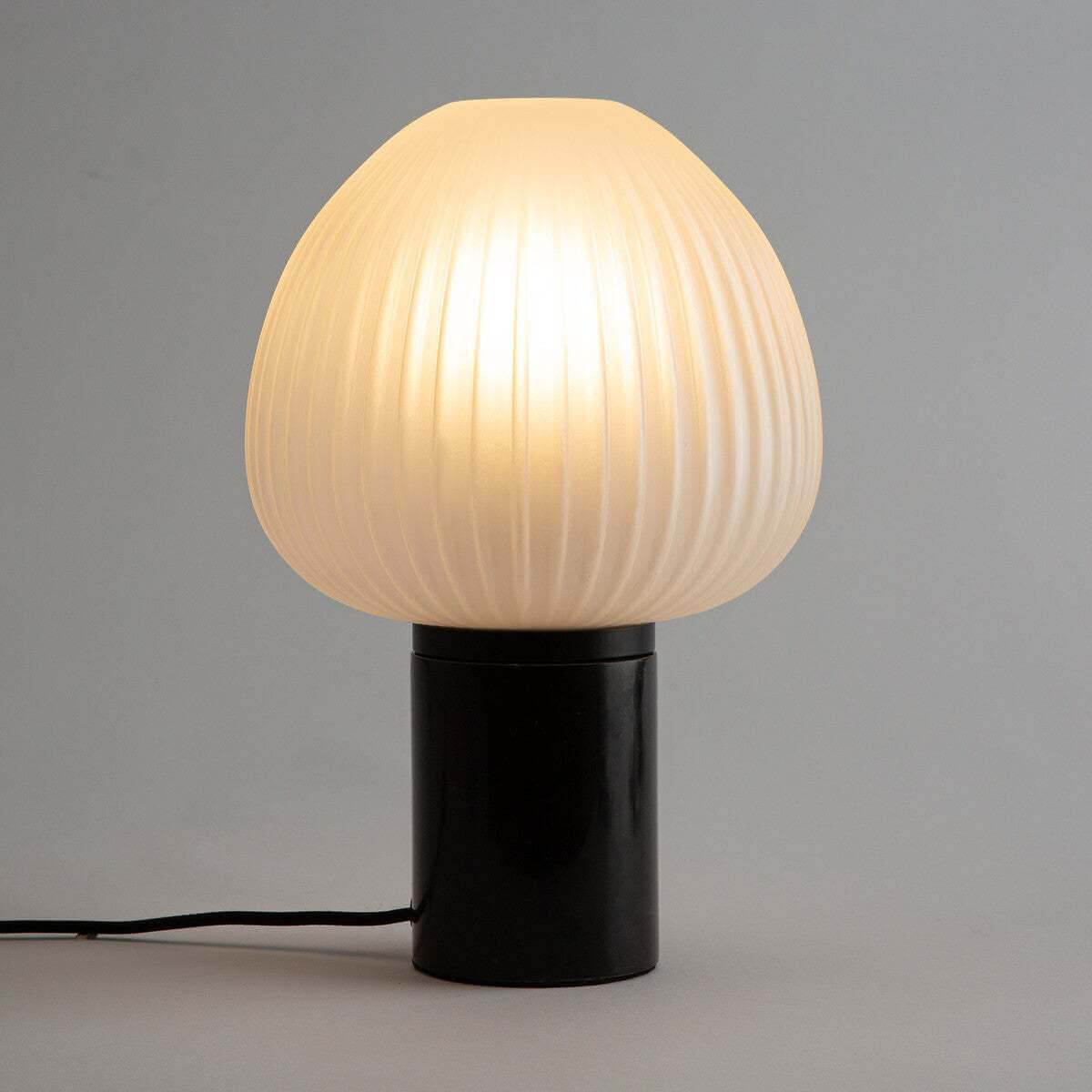 Modern Minimalist Glass Hazelnut Shade 1-Light Table Lamp - Gauze Draped Minimalist Table Lamp Design