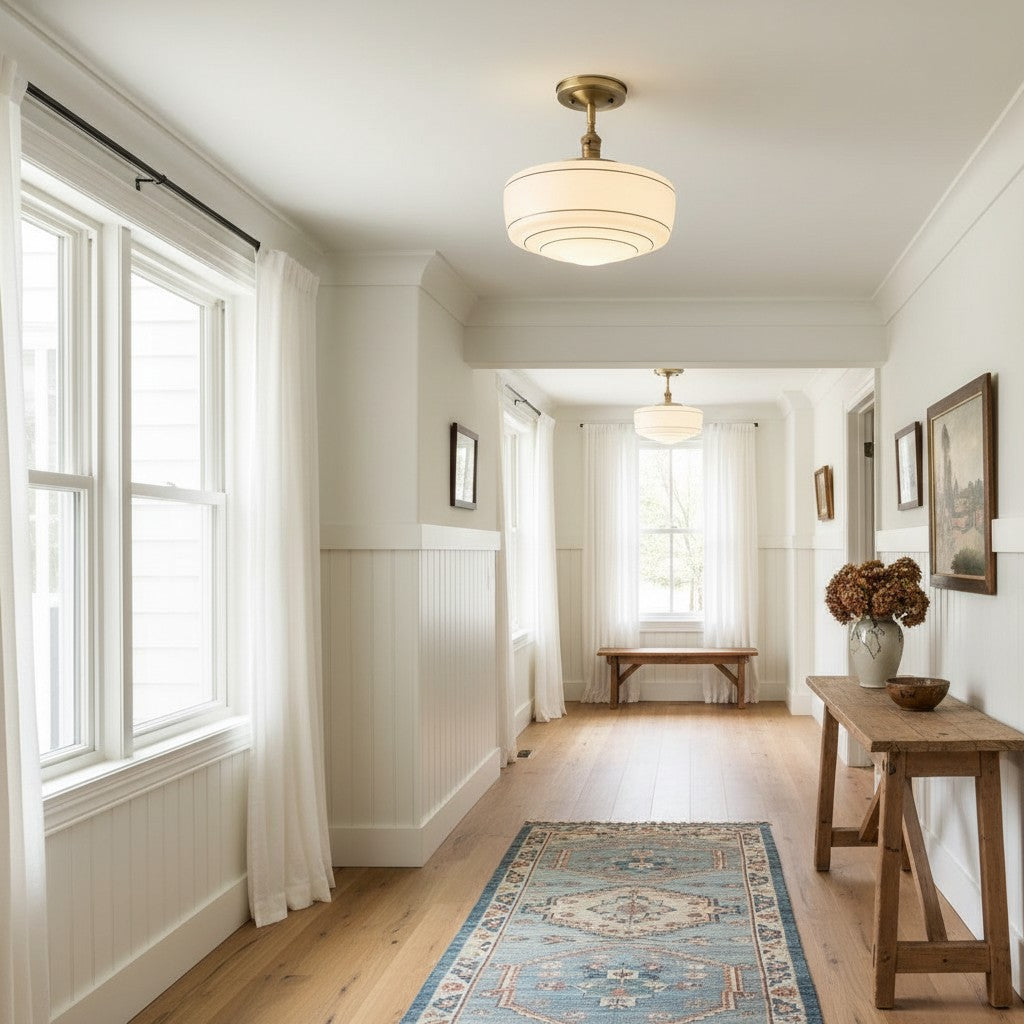 Talos Mid-Century Modern Round Glass Flush Mount Light hallway.jpg__PID:558fb53f-f6ab-4621-9240-f10deb5680ba