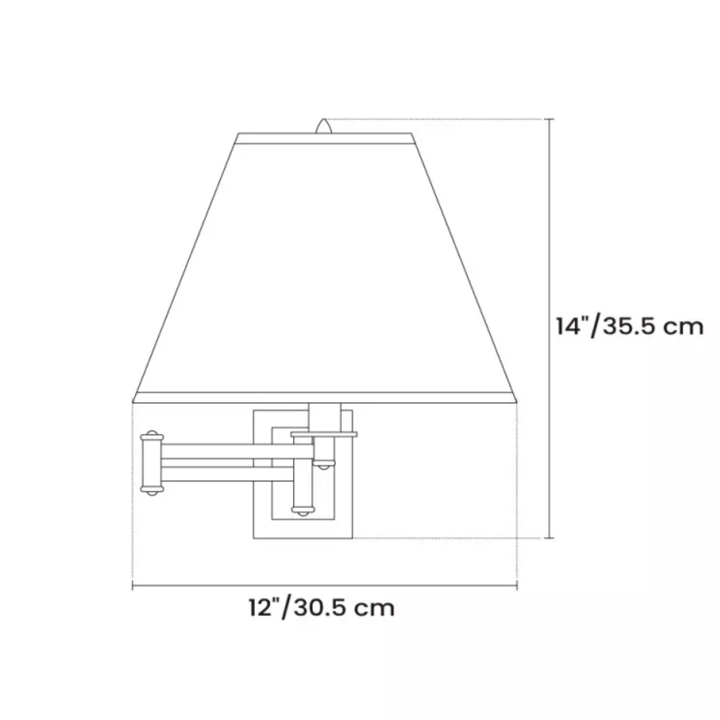 Arlington Wandleuchte mit Leinenschirm und Schwenkarm aus Metall. Größe.webp__PID:abb6a283-193c-4cf3-a57c-f7826f15b016