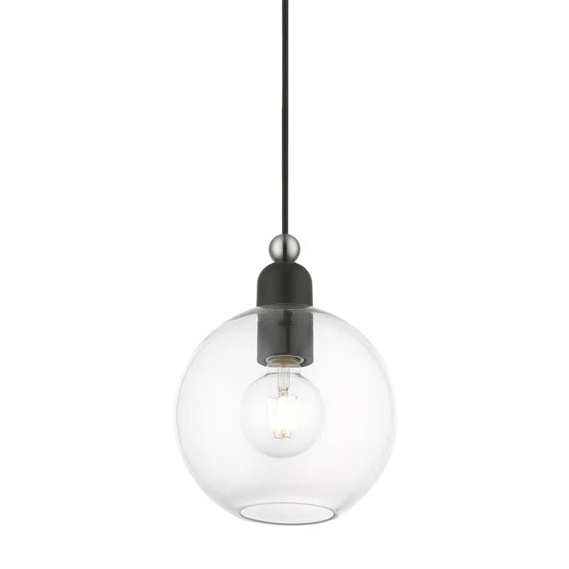 2 Black Brush Nickel Elle Minimalist Clear Glass Dome Pendant Light.webp__PID:6f829ca2-cb30-4520-a05c-af37e7275d17