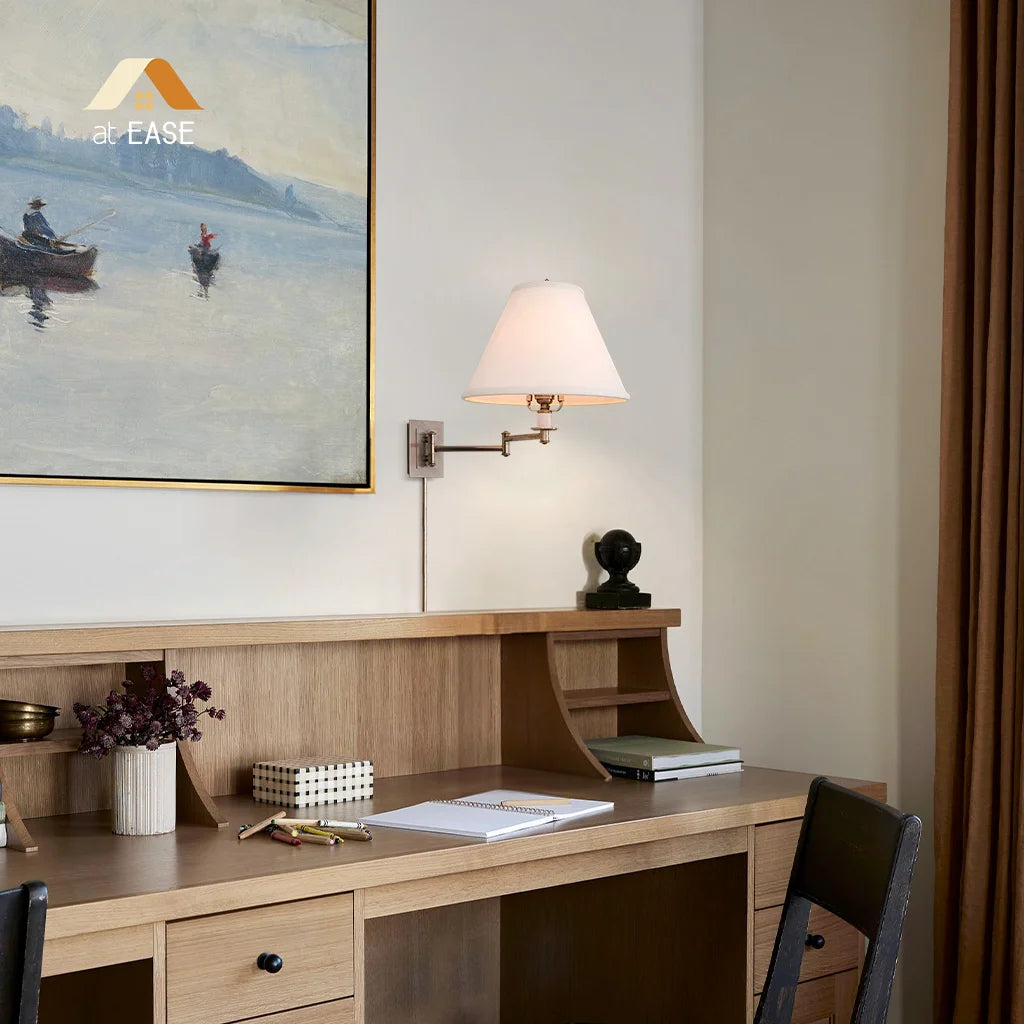 Arlington Wandleuchte mit Leinenschirm und Schwenkarm aus Metall4.webp__PID:55bbcbbb-eba5-48c6-b292-aa6cfc540711