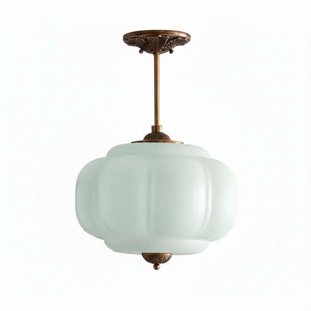 Lumi Antique Brass Green Glass Pumpkin Semi-Deckenleuchte Eloise (2).jpg__PID:4bff6cc2-6b48-4c16-9d0c-25d787a25f3d