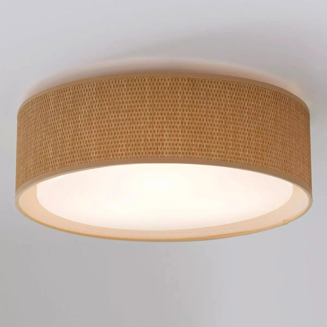 Shelby Modern Slim Shade LED Flush Mount Ceiling Light grass cloth on.webp__PID:5563a5c4-31c8-45c3-b5f2-629c0c7973d4